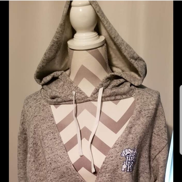PINK Victoria's Secret Tops - NEW, COLLEGIATE UK CHOKER NECK PULLOVER HOODIE